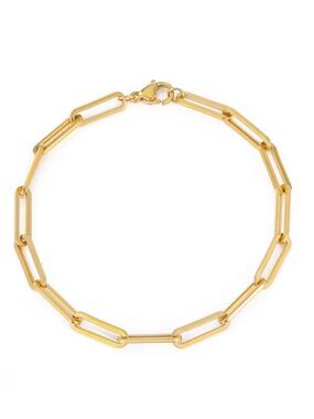 Paperclip Link Bracelet Tarnish Free Jewelry 18K Gold Plated Stainless Steel
